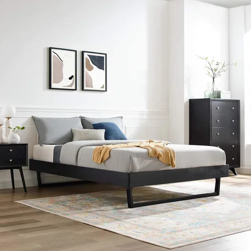Vista 10 de Modway MOD-6212-WAL Billie - Marco de cama con plataforma de madera, tamaño individual, nogal