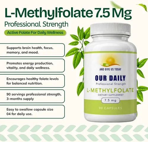 Vista 2 de Our Daily Vites, L Metilfolato 7.5 mg – Suplemento activo de folato metilado 5-MTHF para mujeres y hombres – Folato de metilo para la salud