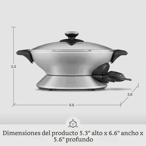Vista 7 de Breville BEW600XL Hot Wok, 6 Cuartos, Acero Inoxidable Cepillado