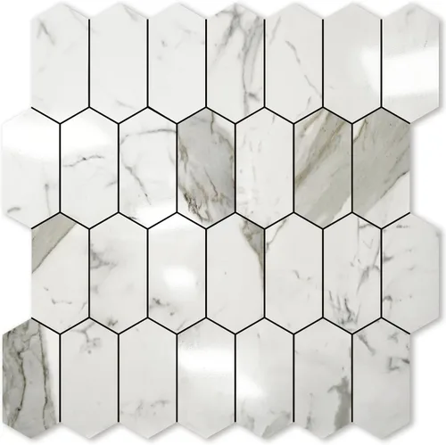 Vista 13 de Vamos Tile - Azulejo de salpicaduras de pelar y pegar hexagonal largo para cocina y baño - 1 hoja de adhesivo para salpicaduras en la pared de 12.4