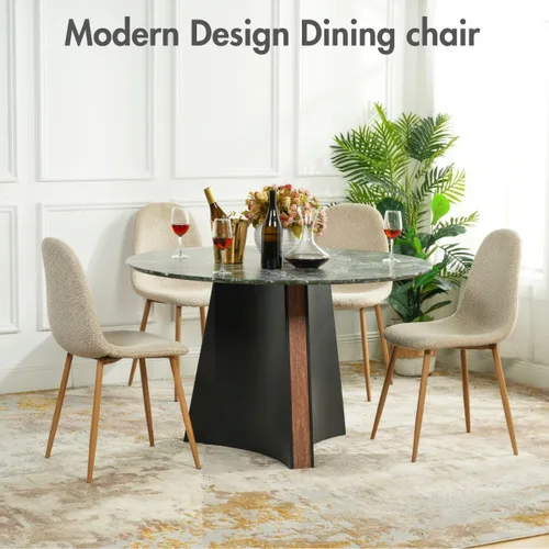 Vista 4 de Homy Casa Mid-Century - Juego de sillas de comedor tapizadas, sillas de cocina con patas de metal, sillas laterales con tapicería de Beige