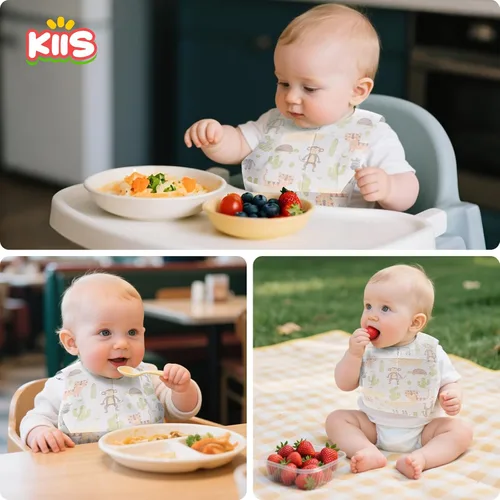 Vista 3 de KIIS Baberos desechables para bebés, niños y niñas, empaquetados individualmente, higiénicos, suaves y a prueba de fugas (20 unidades/60 piezas)