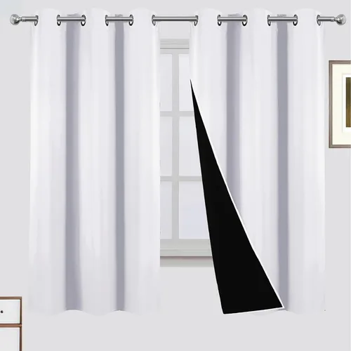 Vista 41 de LEMOMO Cortinas 100% opacas de 38 x 54 pulgadas, 2 paneles de oscurecimiento con aislamiento térmico para dormitorio