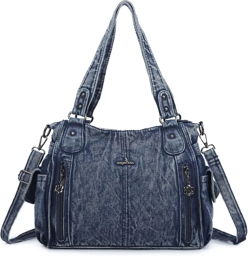 Vista 12 de Angel Kiss Bolsos para mujer con tiras en la parte superior, bolso estilo Hobo, bolsas de hombro espaciosas y casuales, cartera estilo Tote de PU