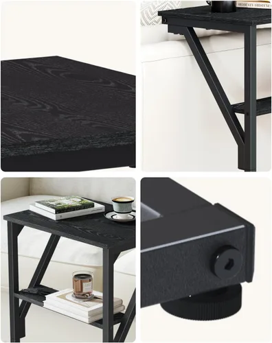 Vista 7 de Mesa auxiliar en forma de C, mesa auxiliar de sofá pequeño, mesa de bandeja de sofá para sala de estar, dormitorio, mesita de noche ET-D-BKW1