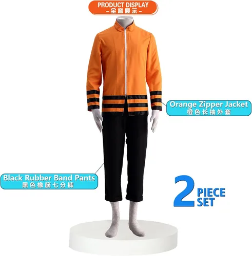 Vista 2 de MRHALLACG MYCOS 7th Nanadaime Orange Ninja Jacket Cosplay trajes de disfraz para niños grandes adultos festival realizar Halloween