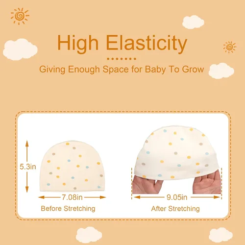 Vista 2 de HiBwoBwo Newborn Hospital Hat Spring Summer Autumn Baby Beanie Baby Boys Girls Hats 0-6 Months