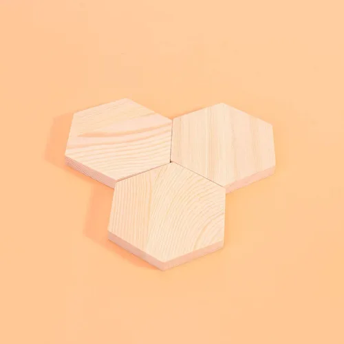 Vista 6 de Tablón en forma de T, 10 bloques de madera de pino hexagonal, decoraciones de bricolaje y tablones de manualidades