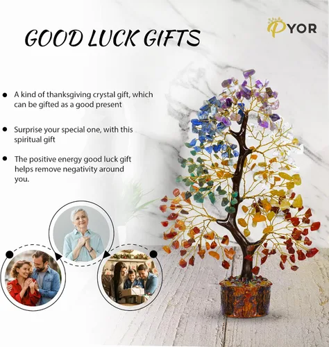 Vista 4 de PYOR Árbol de la vida de cristal de 7 chakras para decoración de oficina, cristales y piedras, regalos de inauguración de la casa para mujeres