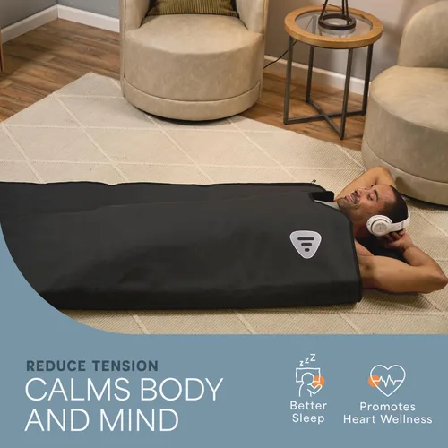 Vista 3 de Manta de sauna infrarroja LifePro para desintoxicación y relajación – Sauna portátil de infrarrojos lejanos para el hogar para desintoxicación