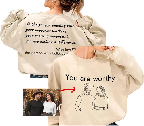 Vista 30 de Sudaderas con capucha personalizadas diseñan el tuyo propio, retrato de camisa de la foto, regalos personalizados para el día de San Valentín