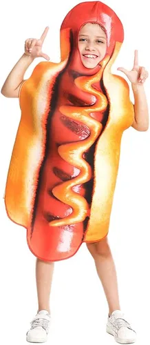 Vista 5 de DSplay Disfraz de perrito caliente para niños, cosplay, comida y perro caliente (apto para niños de 4 a 8 años)