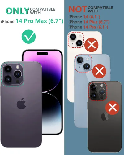Vista 2 de FNTCASE Funda para iPhone 14 Pro Max: funda resistente de grado militar para teléfono celular con soporte y estuche con clip Protección