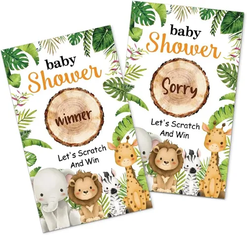 Vista 14 de Juego divertido de 50 piezas de Welcome To The Pack, tarjeta de rascar de lobo de nieve para baby shower, suministros de fiesta de cumpleaños