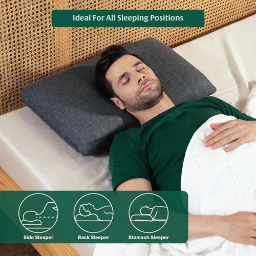 Vista 7 de The White Willow Almohada delgada para dormir, espuma viscoelástica de gel refrescante para aliviar el dolor de cuello, diseño ergonómico delgado