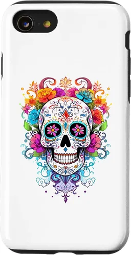 Vista 18 de Halloween Sugar Skull Flower Calavera Dia De Los Muertos Case for iPhone 17