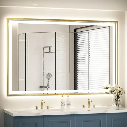 Vista 11 de Espejo de baño LED redondo de 30 pulgadas, retroiluminación de luz diurna de 6000 K, antivaho y regulable, espejo impermeable sin marco con control