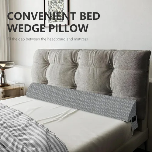 Vista 7 de Tapón de almohada de cuña para cama Queen, relleno de espacio de colchón con cuña triangular para espacio de cabecera, posición de bolsillo lateral