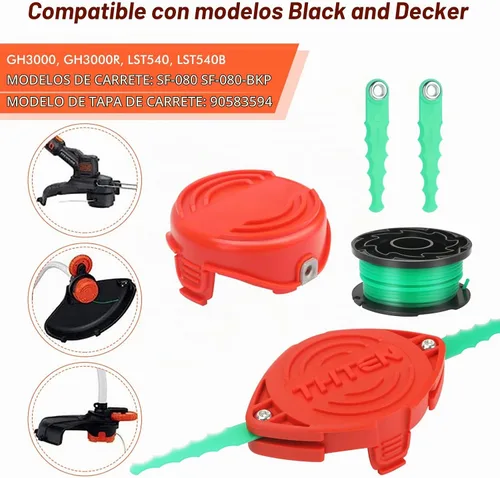 Vista 4 de THTEN SF-080 - Carrete de repuesto para cabezal de recortadora de 20 pies, 0.080 pulgadas, compatible con Black & Decker GH3000 LST540 GH3000R