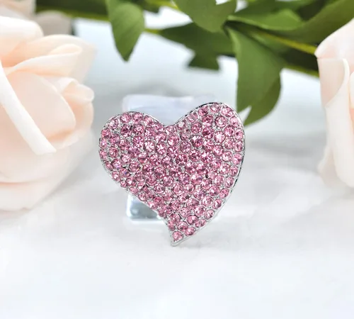 Vista 3 de Gyn&Joy Broche de corazón de San Valentín de cristal austriaco de tono plateado BZ264