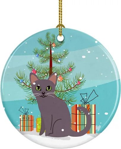 Vista 13 de Caroline's Treasures Árbol de Navidad de gato asiático, adorno de cerámica para colgar en el árbol de Navidad, decoración para el hogar, Navidad