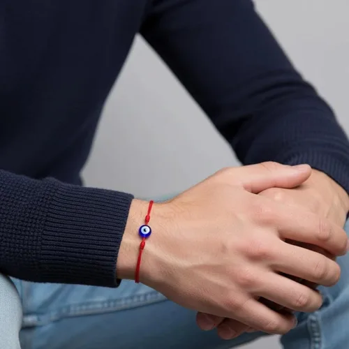 Vista 15 de Pulsera Lucky Evil Eye, gargantilla y tobillera – Talismán de protección de cuerda roja y negra Joyería minimalista Mal de Ojo para la buena suerte