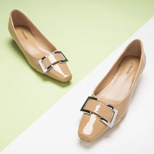 Vista 2 de C.Paravano Zapatos de tacón grueso con punta cerrada para mujer Tacones bajos de cuero Tacones bajos de punta cuadrada Zapatos de tacón de vestir