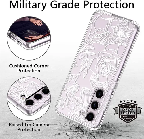 Vista 3 de ICEDIO Funda protectora duradera para Samsung Galaxy S23 Plus, ajuste delgado, transparente, con diseños de moda para niñas y mujeres, funda