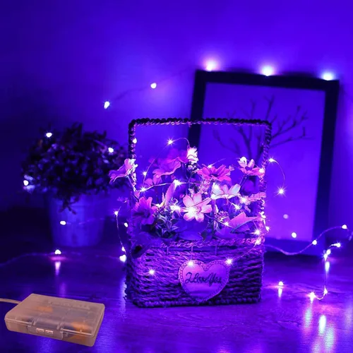 Vista 12 de RUICHEN Guirnalda de 50 luces LED de alambre de cobre de 16 pies, funciona con pilas, para Navidad, Halloween, fiestas, bodas, centros de mesa