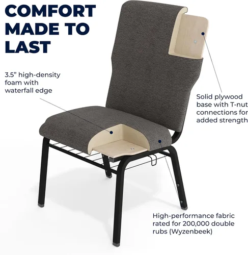 Vista 5 de Flash Furniture Advantage - Silla de iglesia con descuento de mármol negro, 21 pulgadas de ancho