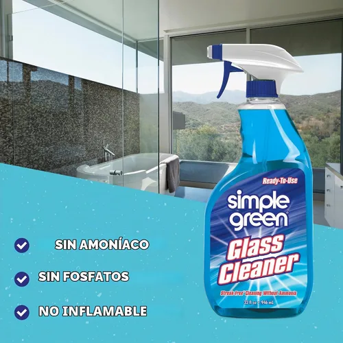 Vista 6 de SIMPLE GREEN Listo para usar Limpiador de Vidrios, 32 onzas., Azul