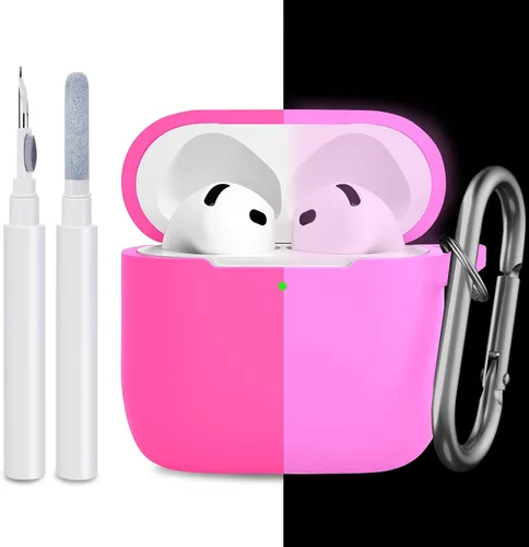 Vista 31 de Funda compatible con AirPods de 4ª generación, funda de silicona protectora suave con kit de limpieza, accesorios para Apple AirPods 4 Gen 2024, LED