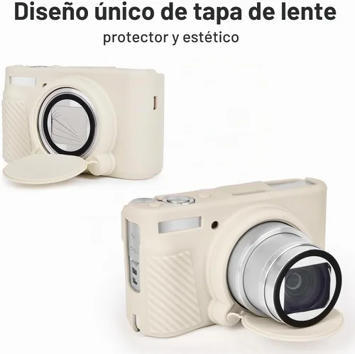 Vista 3 de VOVMOEYA SX740 - Juego de accesorios para funda de cámara [con 2 películas LCD templadas], funda protectora de silicona compatible con cámara Beige