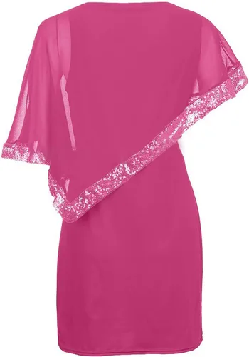 Vista 6 de SequinDressfor Women Plus Size Cold Shoulder Asymmetric Chiffon Strapless Sequins Dress Christmas Party Dress