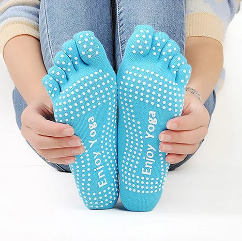 Vista 3 de Jinny's Shoppe Women's Colorful Comfortable Yoga Pilates Barre Cotton Full Toe Grip Socks with Non-Slip Non-Skid Gel Bottom