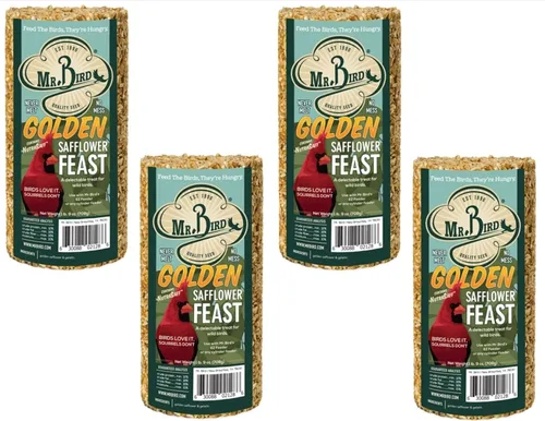 Vista 2 de Mr. Bird Golden Safflower Feast - Cilindro pequeño de semillas de aves silvestres de 25 onzas