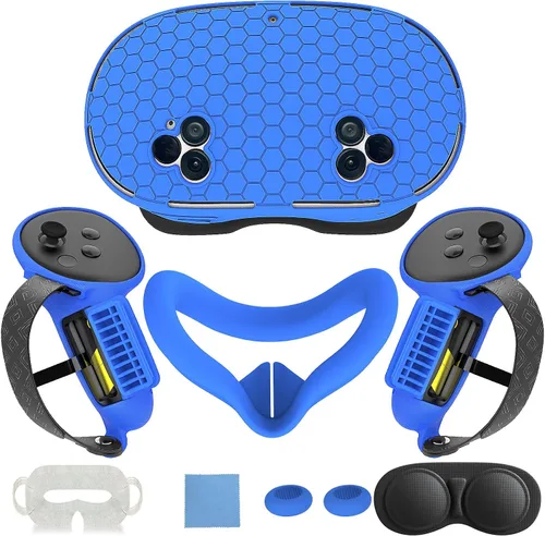 Vista 11 de 7 in 1 Silicone Cover Set Compatible with Meta Quest 3S, VR Accessories for Oculus/Meta Quest 3S Skins and Wraps, Includes Controller Grips Cover