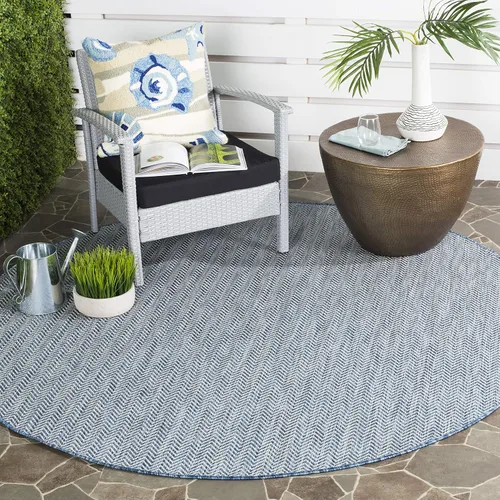 Vista 14 de Safavieh Colección Courtyard CY8022 Alfombra, 2 pies x 3 pulgadas x 5 pies, aguamarina y gris, impermeable, fácil de limpiar, sin pelusa