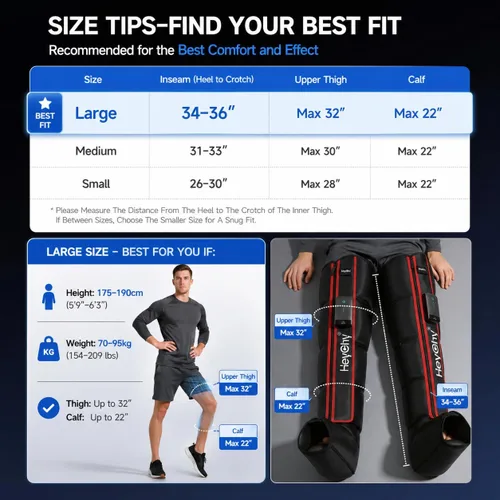 Vista 3 de Masajeador de pies y piernas con compresión de aire - Masaje profundo para alivio del dolor de fascitis plantar y neuropatía - Portátil