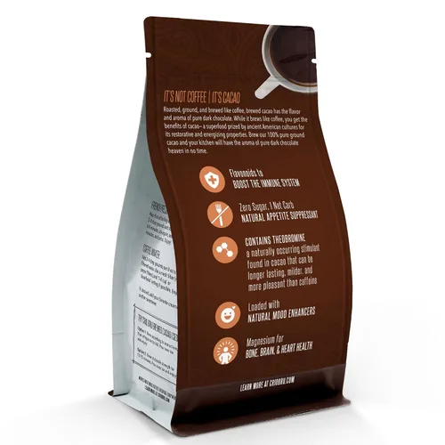 Vista 2 de Crio Bru Brewed Cacao Ghana French Roast Bolsa de 1.5 libras (24 onzas) – Bebida saludable natural alternativa al café Granos de cacao molidos