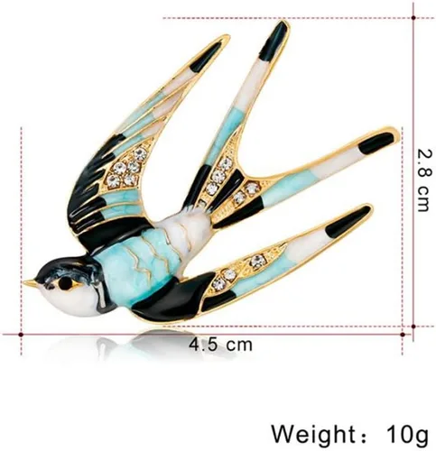 Vista 5 de Broche colorido y vívido de golondrina lindo animal esmalte Pin Rhinestone broche insignia pájaro solapa pin moda accesorios joyería, Acero aleado