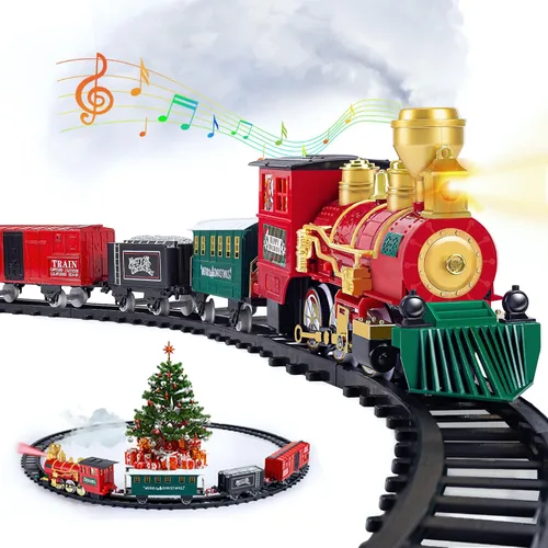 Vista 8 de OCHIDO Conjunto de Trenes - Conjuntos de Trenes de Navidad para Debajo del Árbol, Juguete de Tren Eléctrico de Regalo para Niños y Niñas, con Kits