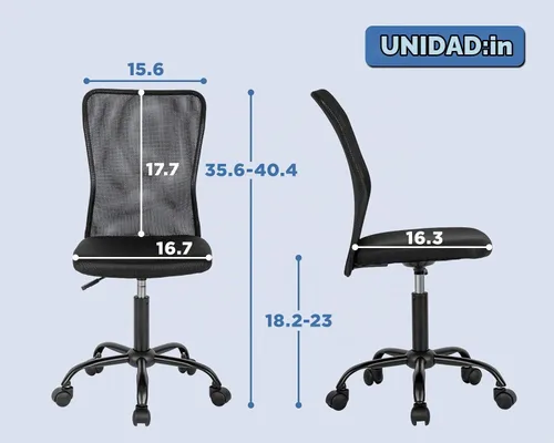 Vista 3 de Silla de oficina ergonómica – Silla de computadora con respaldo medio con altura ajustable, moderna giratoria sin brazos, soporte de espalda