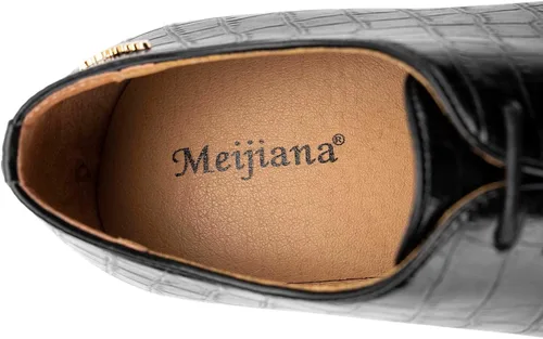 Vista 3 de Meijiana Zapatos formales Oxfords para hombre, zapatos casuales de negocios con cordones, zapatos de vestir de moda para hombres