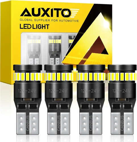 Vista 18 de AUXITO 194 Bombilla LED Ámbar Amarillo 168 2825 W5W T10 Cuña 24-SMD 3014 Chipsets Bombillas de Repuesto para Luces de Cúpula, Mapa, Placa