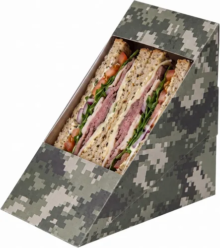 Vista 20 de Restaurantware -Cafe Vision Cajas de papel sándwich de 4.8 x 2.8 pulgadas, 200 cajas medianas de cuña tipo sándwich - con ventana, desechables, Azul