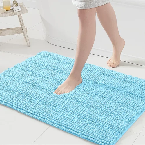 Vista 147 de Grandaily Alfombras de baño de felpilla a rayas de 24 x 16 pulgadas, extra gruesas y suaves, absorbentes, parte trasera de goma, alfombra de ducha