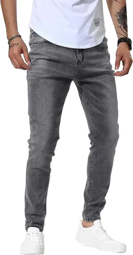 Vista 3 de Woenzaia Jeans para Hombre Slim Fit Skinny Denim Elásticos Cónicos