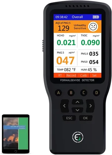 Vista 9 de Monitor de calidad de aire de CO2, medidor de contaminación y ventilación, sensor que prueba y detecta niveles de CO2 PPM, temperatura y humedad
