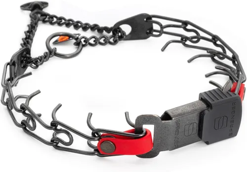 Vista 9 de Collar para Perro Herm Sprenger de Acero Inoxidable Negro con Hebilla de Liberación Rápida ClicLock y Inserción de Biothane Collar de Entrenamiento
